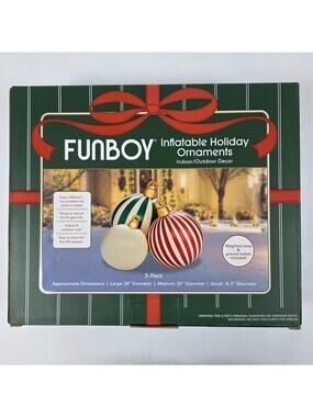 Funboy Inflatable Holiday Ornaments 3-Pack, Oversized Indoor & Outdoor Holiday